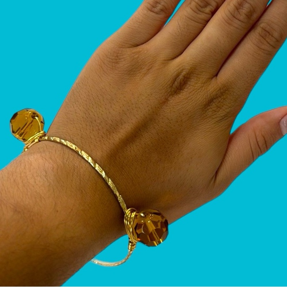 NWT HAND-WIRED 3 GOLD SPHERE WIRED‎ GOLD TONE BRACELET